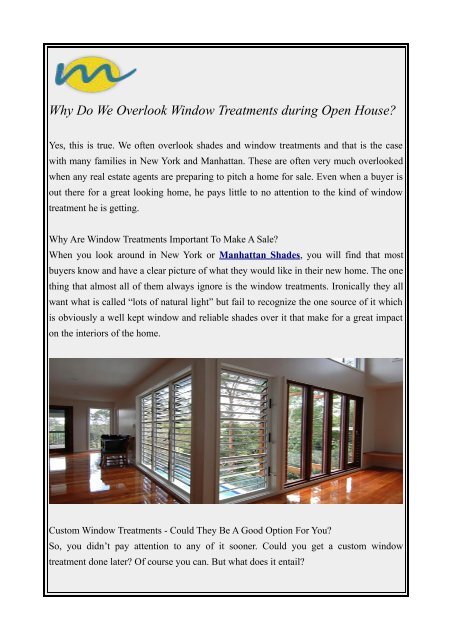 Why Do We Overlook Window Treatments during Open House?