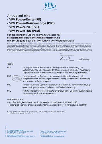 VPV Power-Basisvorsorge (PBR) - VPV Power+VL - VPV Makler