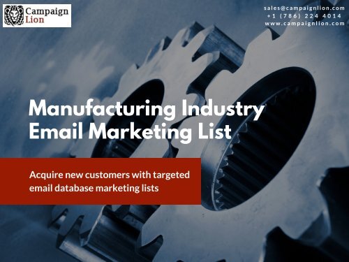 Manufacturing Industry Email Marketing List | Industrial Mailing Database