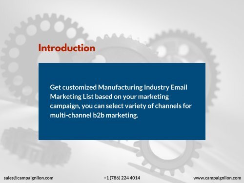 Manufacturing Industry Email Marketing List | Industrial Mailing Database