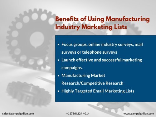 Manufacturing Industry Email Marketing List | Industrial Mailing Database