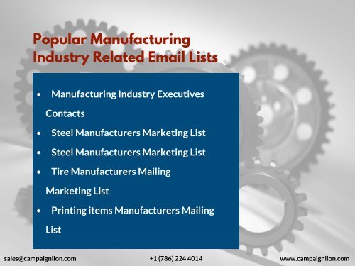 Manufacturing Industry Email Marketing List | Industrial Mailing Database