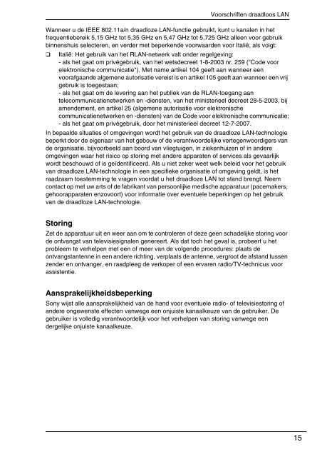 Sony VPCYB2M1E - VPCYB2M1E Documents de garantie N&eacute;erlandais