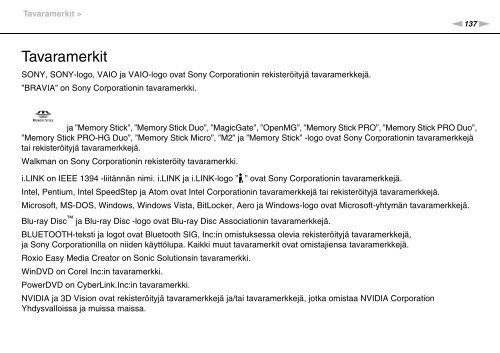 Sony VPCYB2M1E - VPCYB2M1E Mode d'emploi Finlandais