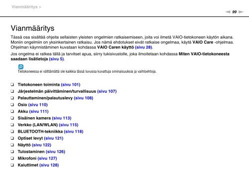 Sony VPCYB2M1E - VPCYB2M1E Mode d'emploi Finlandais