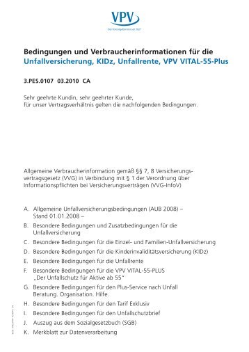 Bedingungen und Verbraucherinformationen für die ...