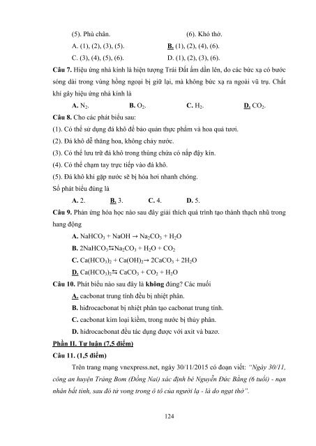 Dạy học theo chủ đề tích hợp liên môn chương “cacbon silic” hóa học 11 nâng cao nhằm phát triển năng lực giải quyết vấn đề cho học sinh trung học phổ thông