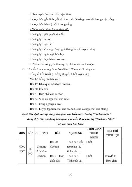 Dạy học theo chủ đề tích hợp liên môn chương “cacbon silic” hóa học 11 nâng cao nhằm phát triển năng lực giải quyết vấn đề cho học sinh trung học phổ thông