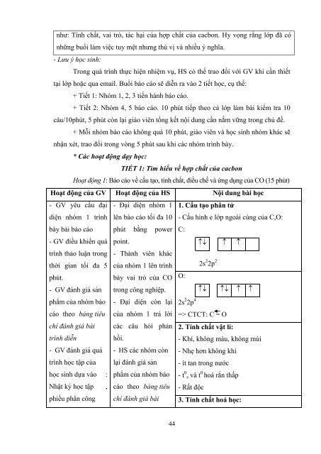 Dạy học theo chủ đề tích hợp liên môn chương “cacbon silic” hóa học 11 nâng cao nhằm phát triển năng lực giải quyết vấn đề cho học sinh trung học phổ thông