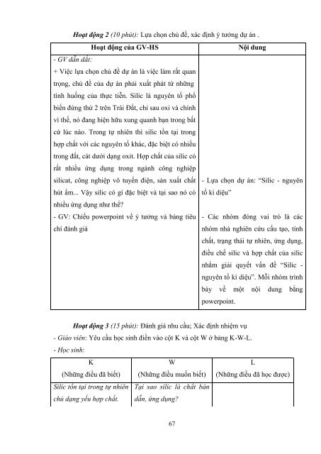 Dạy học theo chủ đề tích hợp liên môn chương “cacbon silic” hóa học 11 nâng cao nhằm phát triển năng lực giải quyết vấn đề cho học sinh trung học phổ thông