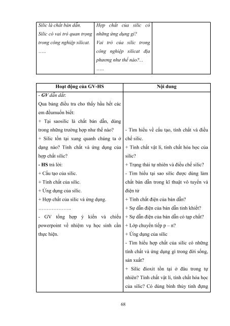 Dạy học theo chủ đề tích hợp liên môn chương “cacbon silic” hóa học 11 nâng cao nhằm phát triển năng lực giải quyết vấn đề cho học sinh trung học phổ thông