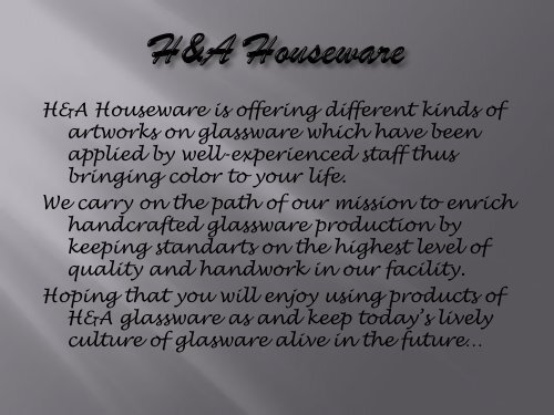 H&amp;A Handmade Glassware pdf