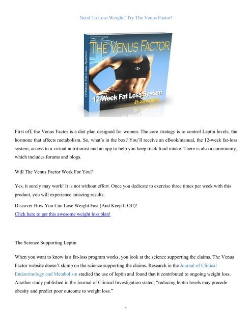 Lose Weight With Venus Factor Lose Weight With Venus Factor