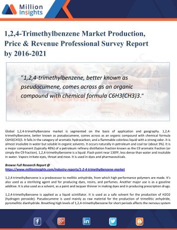 1,2,4-Trimethylbenzene Market :Global Industry Analysis, Size, Share, Growth | 2021