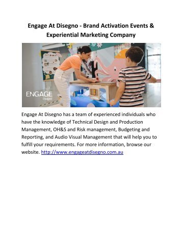 Engage At Disegno - Brand Activation Events & Experiential Marketing Company