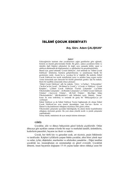 islami çocuk edebiyatı 2