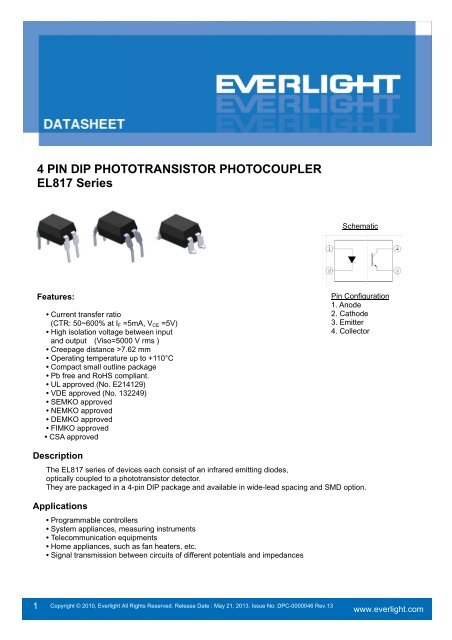 EL817 (PC817) - Everlight 4-pin optocoupler