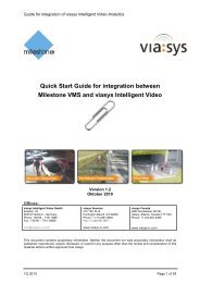Quick Start Guide for integration between Milestone VMS and viasys ...
