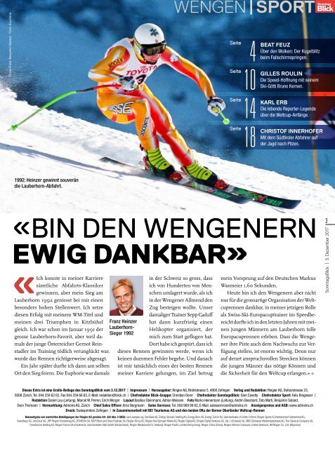 SonntagsBlick Beilage Ski Weltcups Adelboden und Wengen 2018