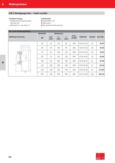 ACO Haustechnik Preisliste 2018 - 04 Rohrsysteme