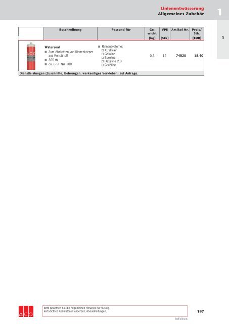 ACO Österreich Bauelemente Preisliste 2018 - 01 Linienentwässerung