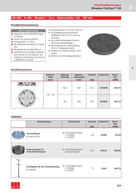 ACO Österreich Bauelemente Preisliste 2018 - 03 Schachtabdeckungen