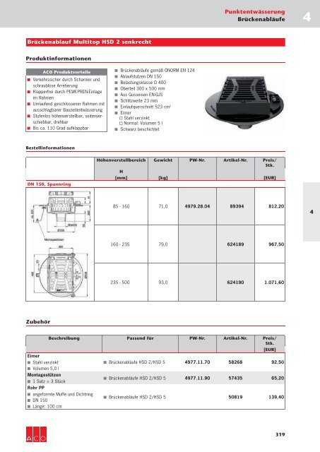 ACO Österreich Bauelemente Preisliste 2018 - 04 Punktentwässerung