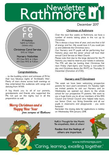 December Newsletter 2017