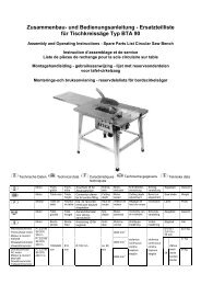 Ersatzteilliste für Tischkreissäge Typ BTA 90 - Atika