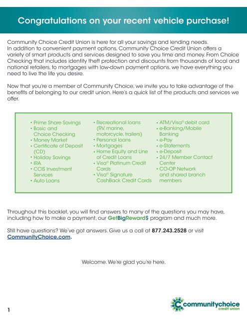 Community Choice Credit Union Member Guide