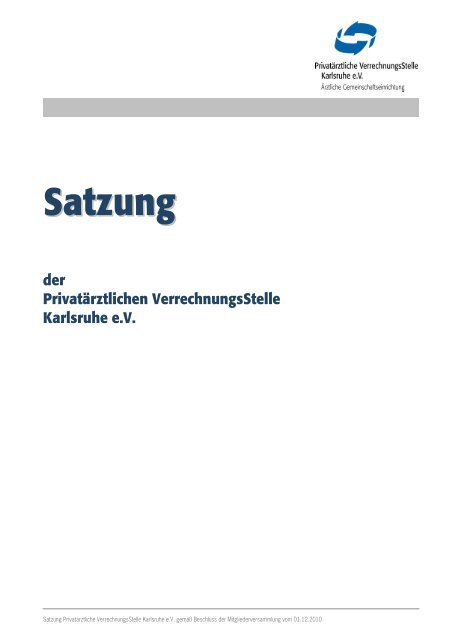 Satzung PVS Karlsruhe e. V.