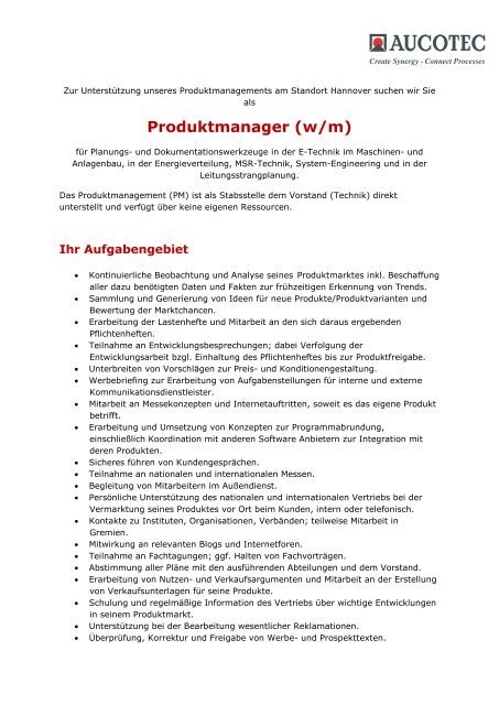 Produktmanager (w/m) - Aucotec AG