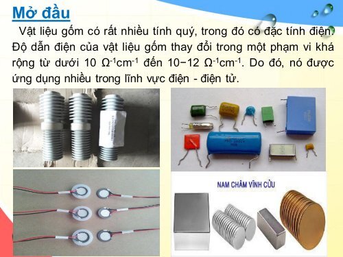 GỐM DÙNG TRONG KỸ THUẬT ĐIỆN - ĐIỆN TỬ & SẢN XUẤT GỐM SỨ THEO PHƯƠNG PHÁP HIỆN ĐẠI