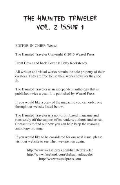 The Haunted Traveler Vol. 2 Issue 1