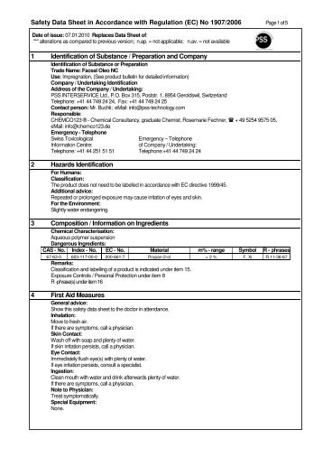 Safety Data Sheet Faceal Oleo NC - PSS Interservice, All Remove