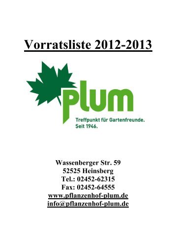 download starten - PLUM - Baumschule - Pflanzenhof