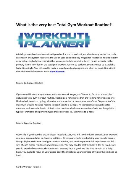 Full Gym Workout Chart