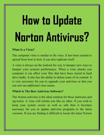 How to Update Norton Antivirus