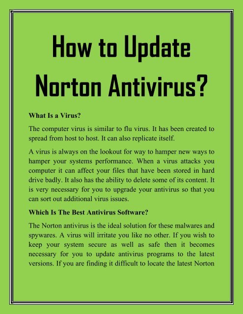 How to Update Norton Antivirus