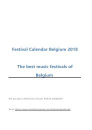 Festival Calendar Belgium 2018