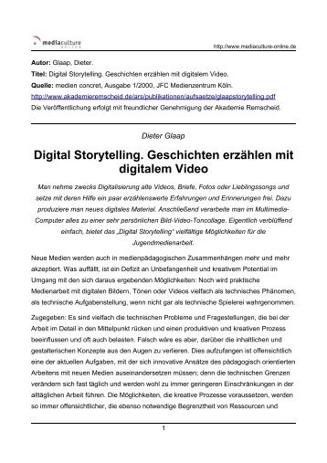 Digital Storytelling. Geschichten erzählen mit digitalem Video