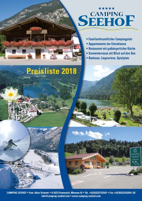 Seehof Preisliste 2018