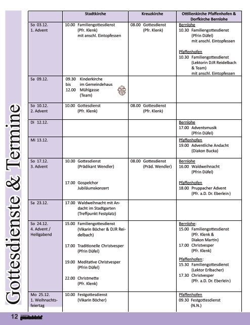 Evang.-Luth. Kirchengemeinde Roth - Gemeindebrief für Dez. 2017 bis Feb. 2018