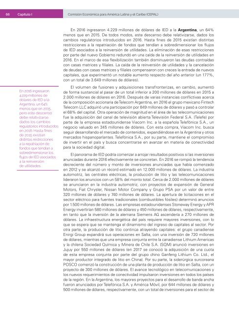 La Inversión Extranjera Directa en América Latina y el Caribe 2017