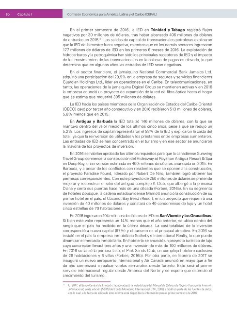 La Inversión Extranjera Directa en América Latina y el Caribe 2017