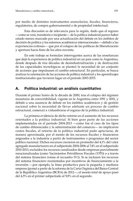 Manufactura y cambio estructural: aportes para pensar la política industrial en la Argentina