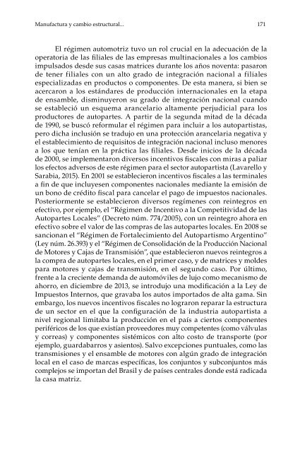 Manufactura y cambio estructural: aportes para pensar la política industrial en la Argentina