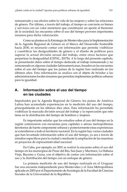 ¿Quién cuida en la ciudad?: aportes para políticas urbanas de igualdad