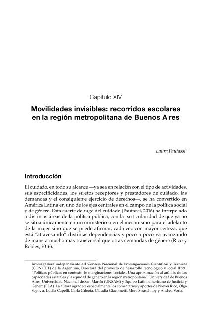 ¿Quién cuida en la ciudad?: aportes para políticas urbanas de igualdad