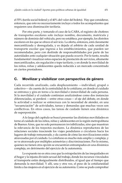 ¿Quién cuida en la ciudad?: aportes para políticas urbanas de igualdad